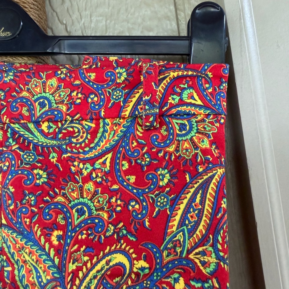 LAUREN Ralph Lauren Vintage Red Paisley Print Straight Leg Pants - Size 4